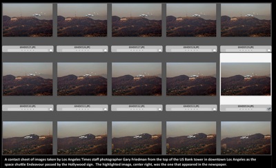 Contact Sheet of Endeavor Flight. LA Times.